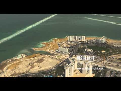 AD4K 021 - Aerial 4K Dead Sea: Dead Sea Hotels and Evaporation Pools in Background