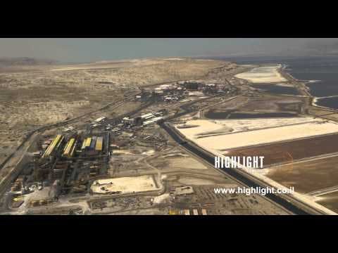 AD4K 037 - Aerial 4K Dead Sea: Dead Sea Evaporation Pools and Factory