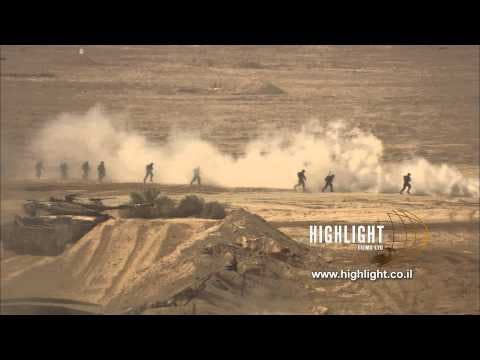 MI013 Israel Stock Footage Store: IDF infantry in battle training site in the Negev desert