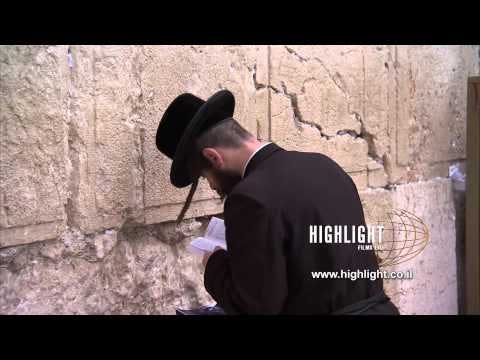 JJ_025 Highlight Films Israel footage store: C/U Orthodox Jewish worshiper in The Western Wall