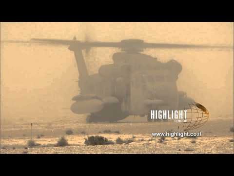 MI005 Israel Military Stock Footage Store: IDF helicopter on the ground in the desert