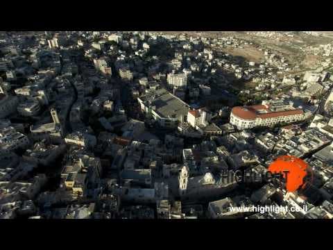 DB4K 019 - High altitude 4K aerial view spinning of the Church of Nativity and Bethlehem