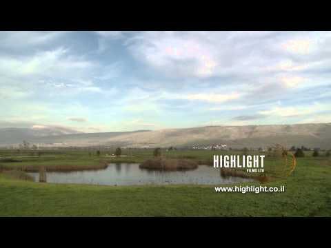 LN 001 Israel stock footage library: Pan right to left of Hula Park and swamp
