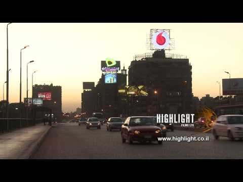 Egypt 027 - Egypt Stock Footage: HD footage of traffice on the Nile Palace Bridge