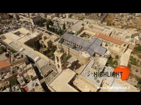 DB4K 012 - High altitude 4K aerial zoom out of the Church of Nativity in Bethlehem