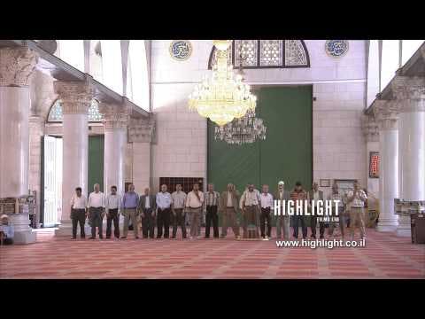 JM_047 - Highlight Films stock footage library: Indoor men praying in Al Aqsa Mosque
