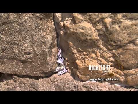JJ_028 Highlight Films Israel footage store: C/U notes between stones of The Western Wall
