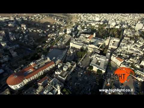 DB4K 009 - High altitude 4K aerial view of the Bethlehem Church of Nativity and Manger Square