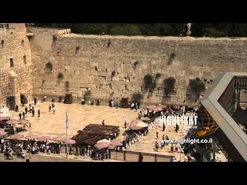 JJ_010 Highlight Films Israel footage store: Jerusalem - The Western Wall from the west - tilt down